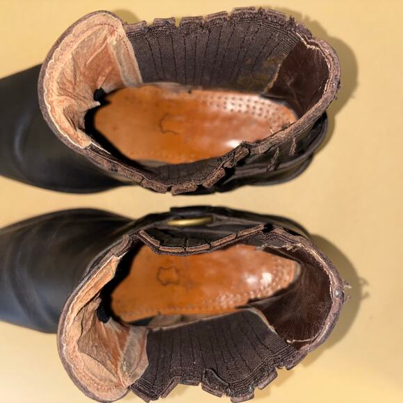 Vintage Wrangler Harness Boots Men’s 8 Brown Leather Ankle Engineer Biker Boots - Picture 7 of 9